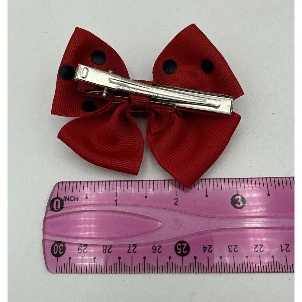 Set of 9 Red with Black dots clip style 3